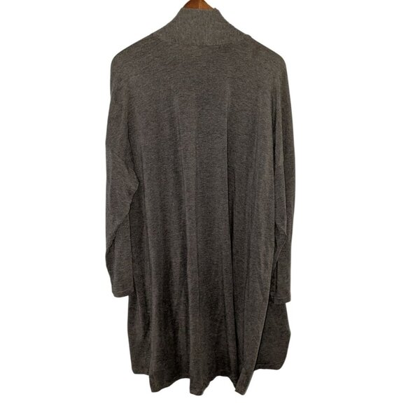 Eileen Fisher Womens Charcoal Gray Open Front Cardigan Pockets XL Relaxed Fit Li - Picture 2 of 11